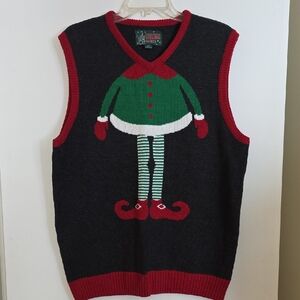 Holiday Editions V-Neck Elf Sweater Vest - Black and Red